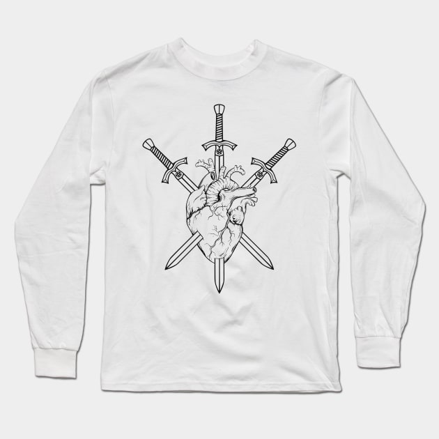 Three of Swords Long Sleeve T-Shirt by RavenWake